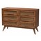 Baxton Studio Melora Mid-Century Modern Walnut Brown Finished Wood and Rattan Twin Size 4-Piece Bedroom Set 241-11178-11179-11298-11299-11300-ZORO - alternate 7